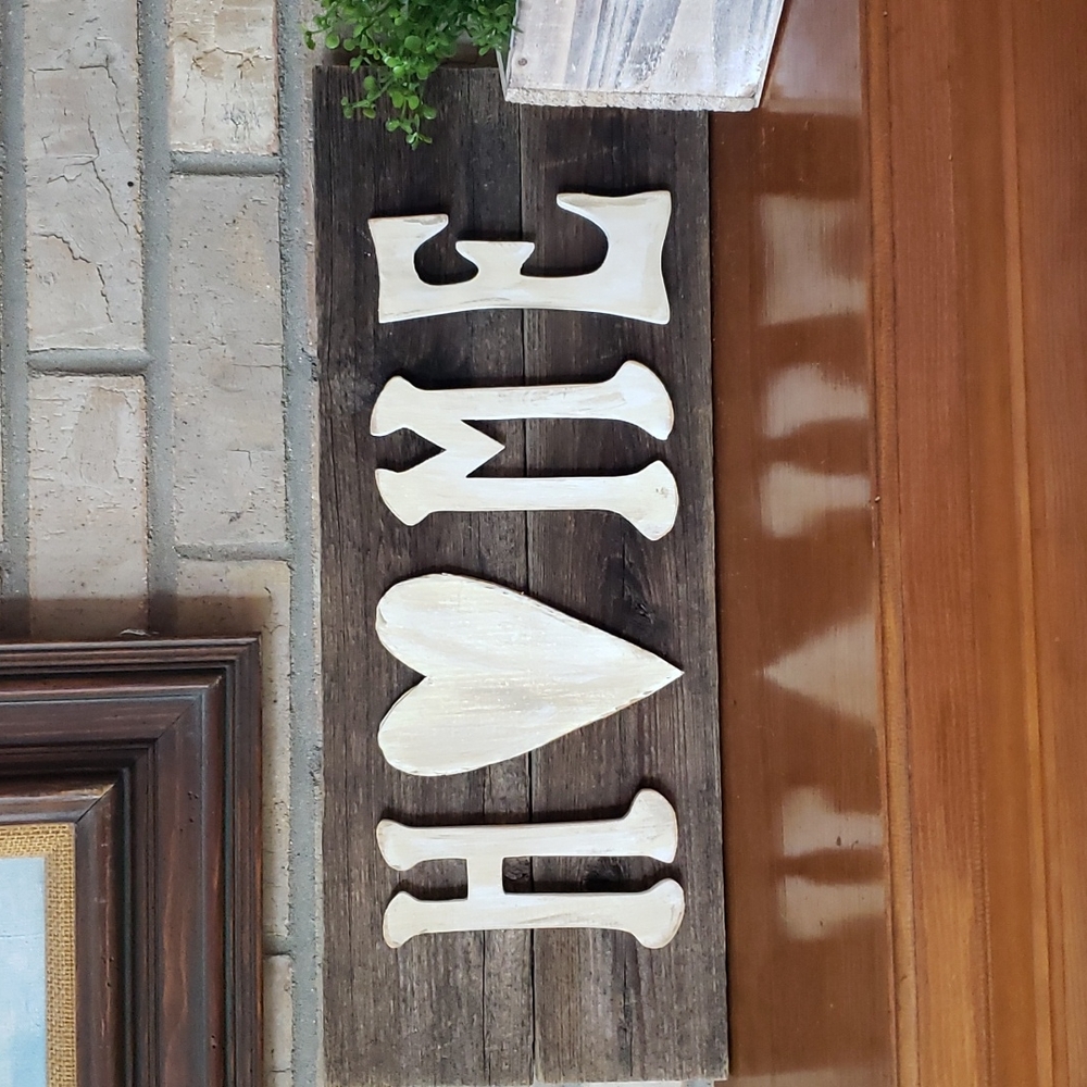 'HOME' Plaque On Reclaimed Wood